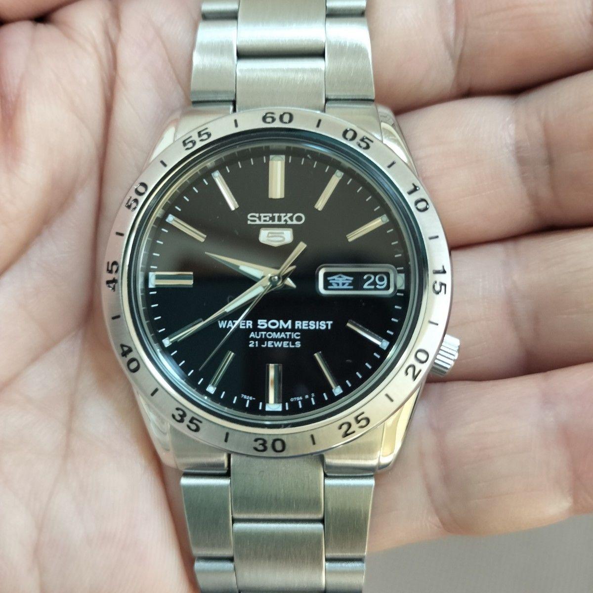 Used SEIKO 5 AUTOMATIC Seiko 5 automatic watch day date black dial SNKE01K1