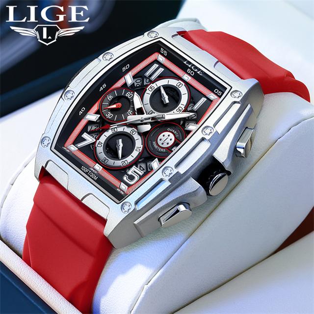 LIGE Mens Watches Sports Silicone Watch Men Luminous Chronograph Waterproof Watch for Men Male Clock Relogios Masculino+Box