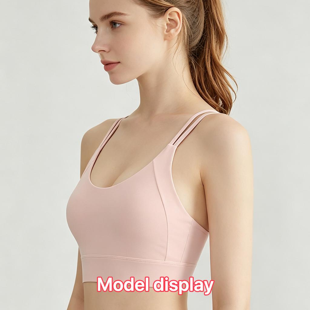 Women Fashion Elastic Thin Strap Workout Sports Bra for Ladies, Padded Support Yoga Vest, Soft Breathable Slim Fit Active Top