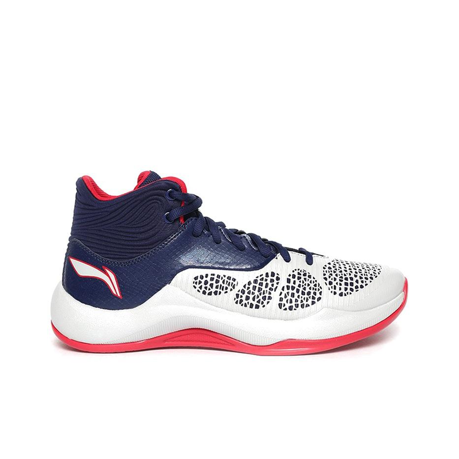 Li Ning Sonic 5 PU Fabric Synthetic Leather Basketball Shoes Men Sneakers Blue White ABPM005-4