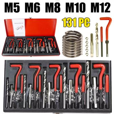 88/131 pièces Kit de réparation de filetage M3 M4 M5 M6 M8 M10 M12 M14 Inserts de filetage pour restaurer les filetages endommagés Outils de réparation Foret