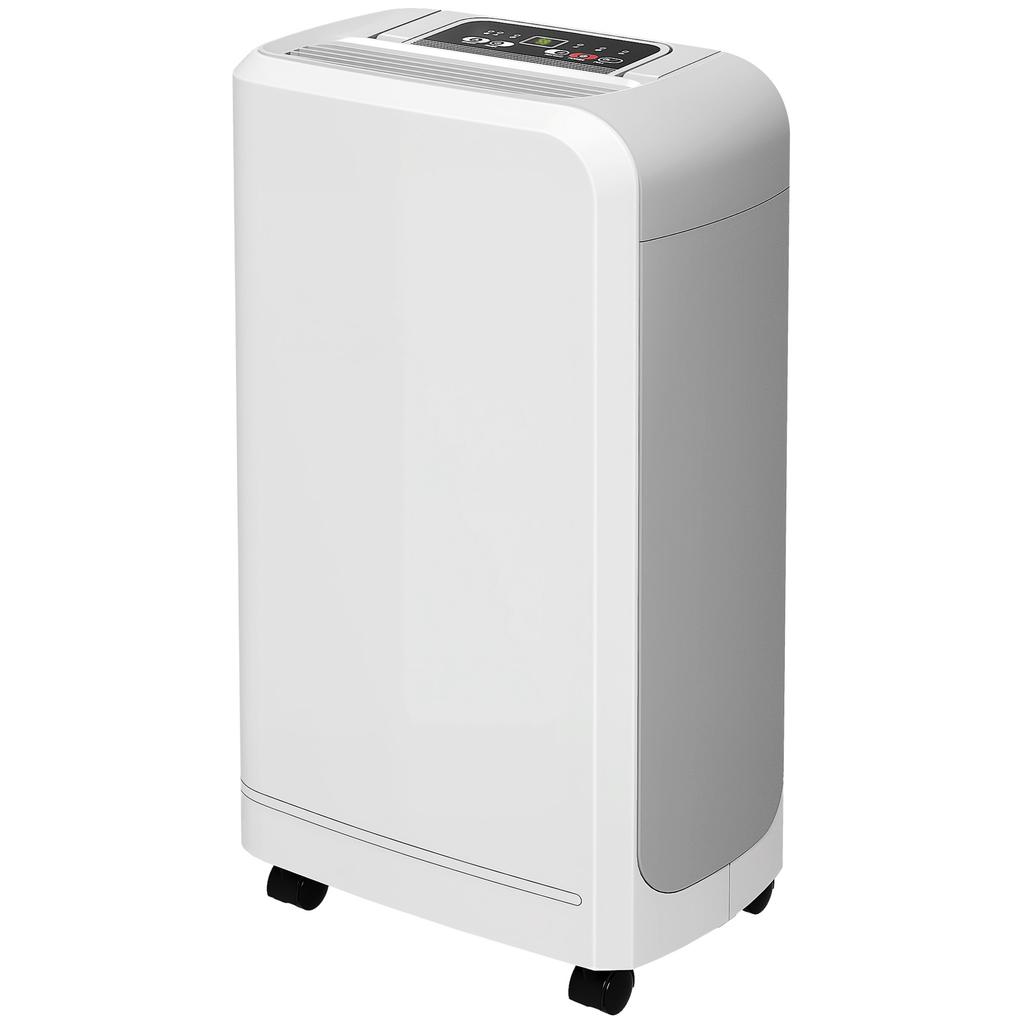 Dehumidifier 12L/day 2.5L Water Tank with Wheels 24-Hour Timer Digital Humidity Display White