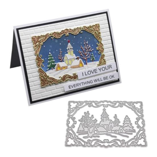 

Рождественский снег домик дерево резки металла умирает DIY Скрапбукинг бумажные карты ремесло серебряный