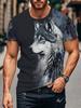 Heren Dier Wolf 3D Geprint T-shirt Zomer Retro Casual Korte Mouw Ronde Hals Pullover