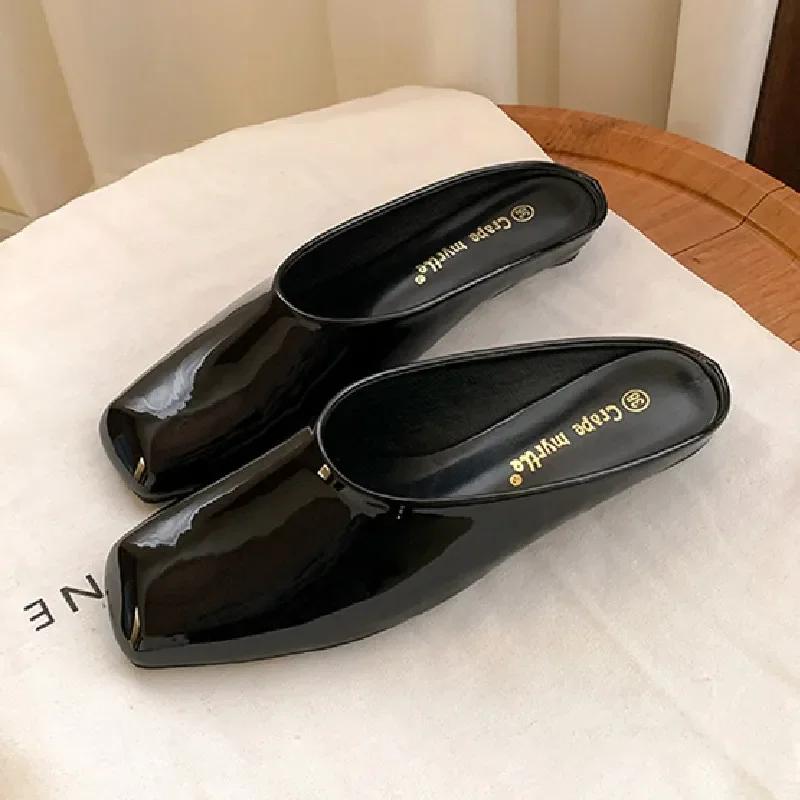 

Мода Мода Красные Туфли-шлепанцы с квадратным носком Женские Высококачественные Лаковые Мюли Роскошный Брендовый Дизайнер Сандалии Sandalias De Mujer 35 чёрный