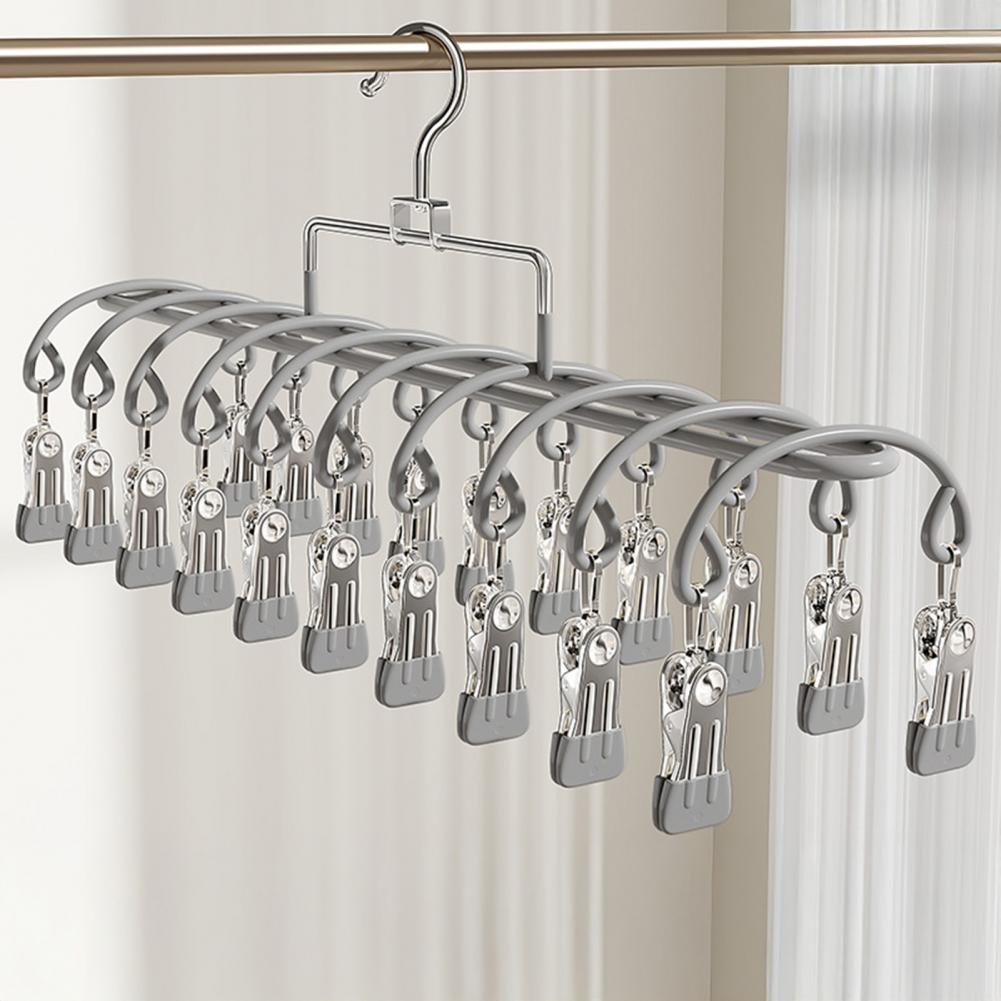 20 Clips Clothes Hanger Windproof Drying Hanger Windproof Stainless Steel Clothes Hanger with 20 Clips Laundry Drying Rack for S