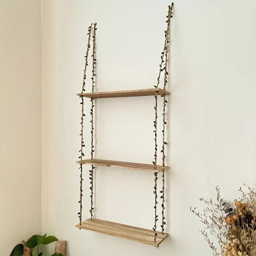 2/3 Layers Hanging Shelves Woven Hanger Wall Rack New Wall Shelves  Bedroom Decor