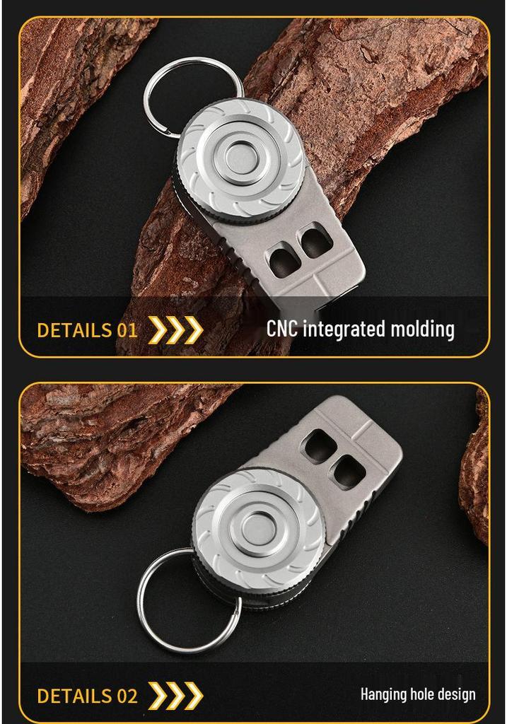 Titanium Alloy Outdoor Camping Double Hole Lifesaving Whistle Keychain
