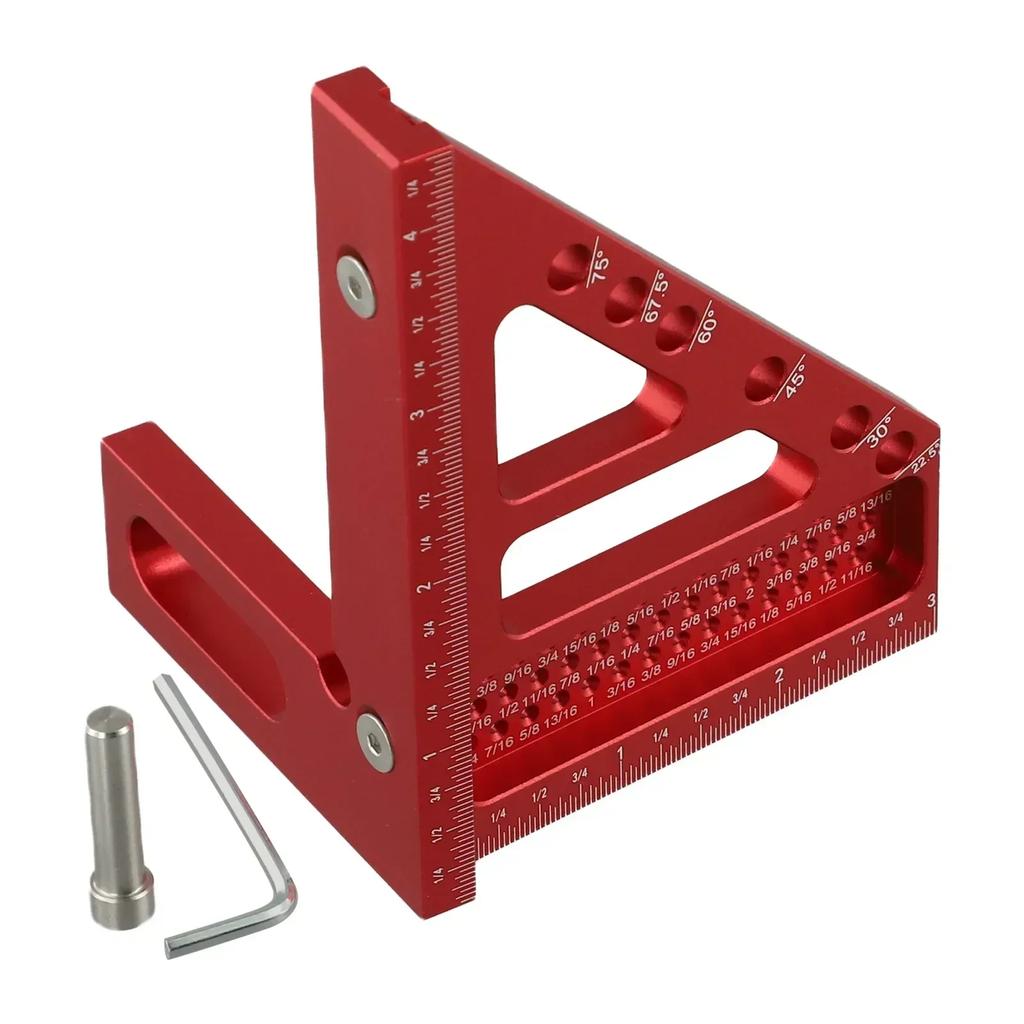 Woodworking Miter Triangular Ruler Aluminum Alloy Square Protractor Imperial Hand Tools Power Tool Accessories Household Supplie