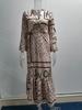 2025 European American V-Neck Tie-Up Long Sleeve Printed Dress for Autumn/Winter
