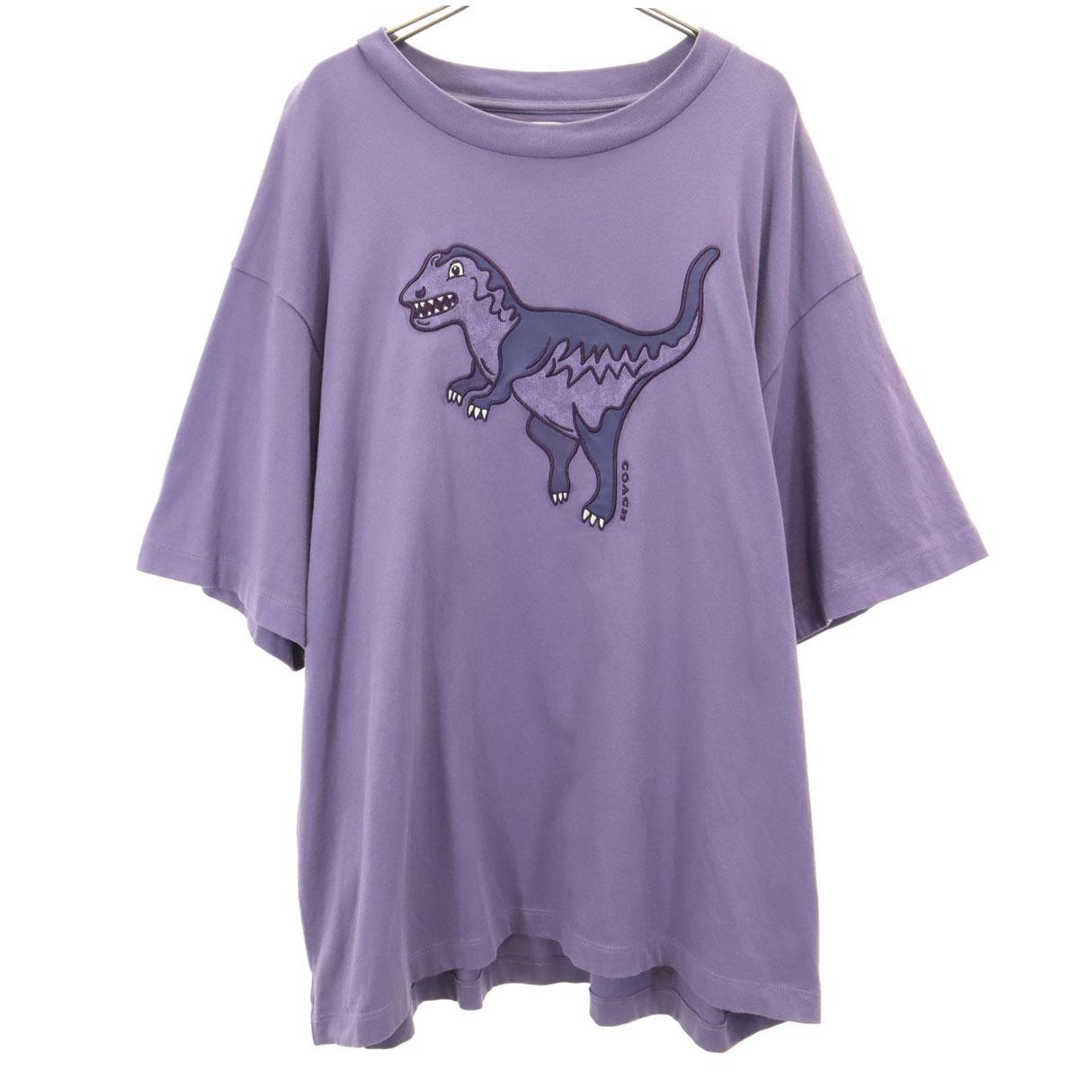 

COACH Dinosaur Rexy Short sleeve T-shirt L Purple CS619 Men s Used