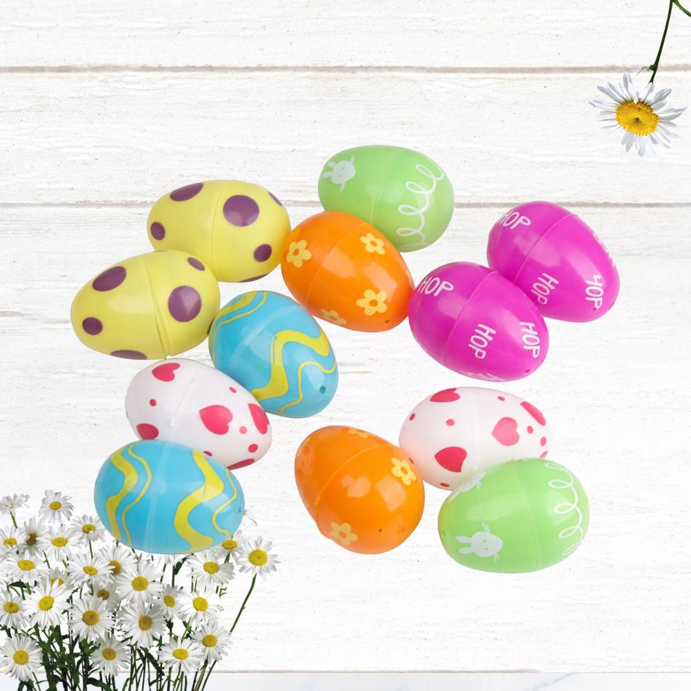 2 Set of 24PCS Easter Egg Decor Painted Open Plastic Eggs Funny Easter Egg Toy Creative Easter Gift Decor for Kids Friends