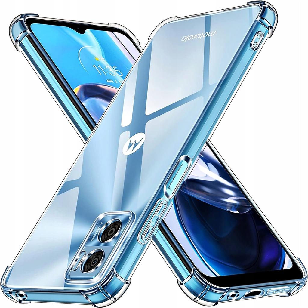 Case for Motorola Moto E22 E22i ANTI-SHOCK COLOURLESS TRANSPARENT + Glass