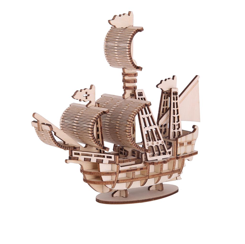 3D Puzzle Diy Wooden Toy Small Sailboat Assembly Model Adult Birthday Halloween Christmas Gift