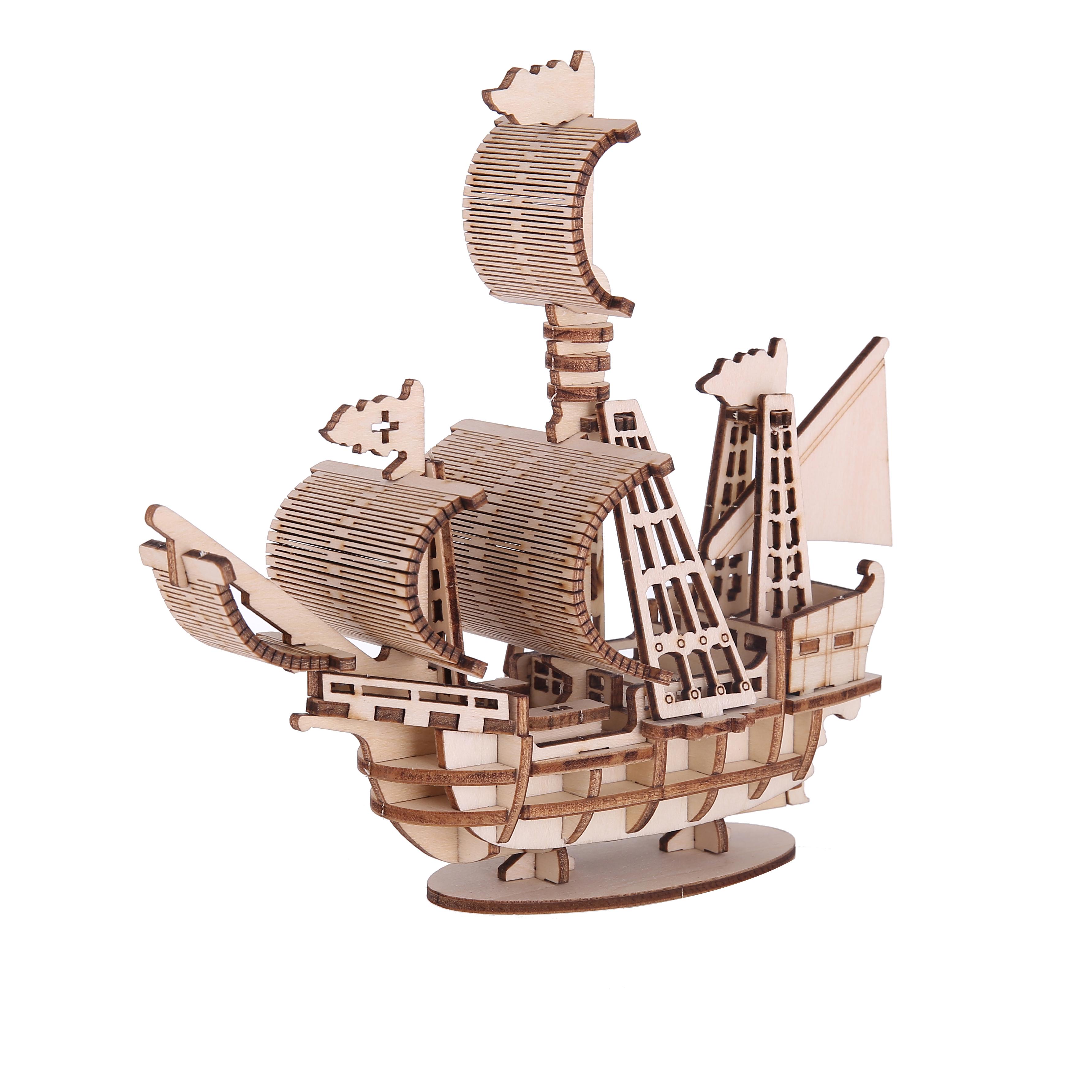 

3D Puzzle Diy Wooden Toy Small Sailboat Assembly Model Adult Birthday Halloween Christmas Gift белый