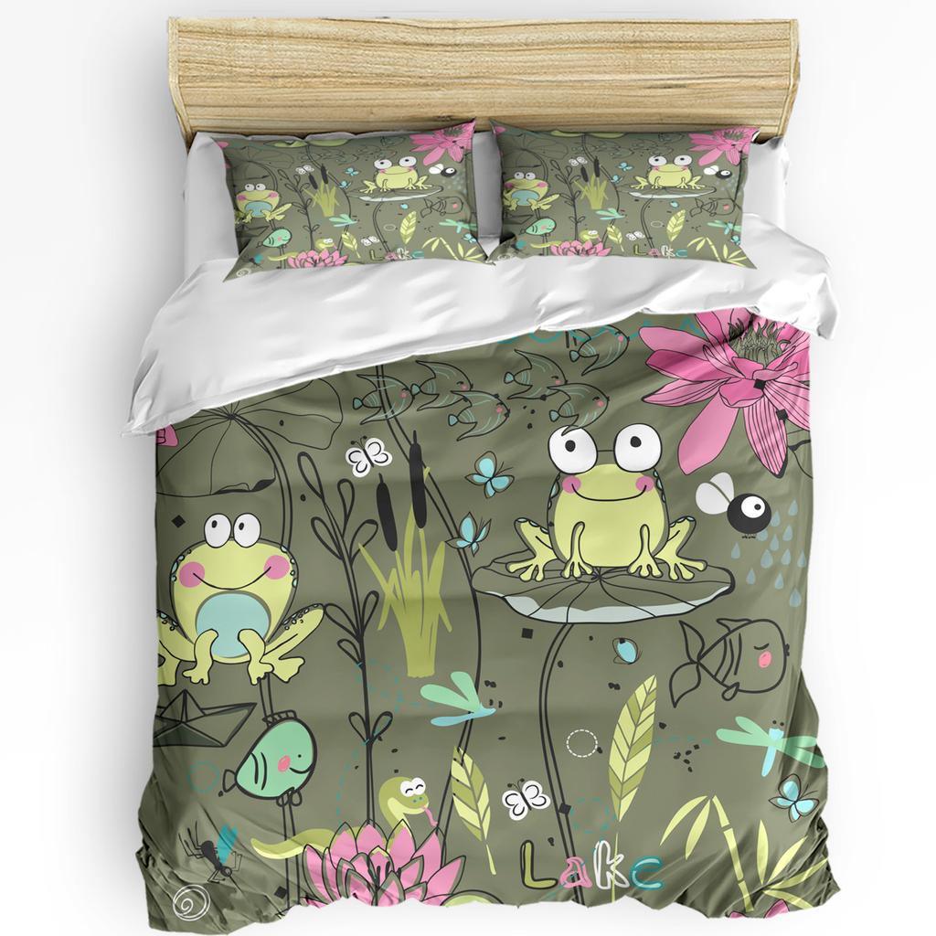 Set Biancheria da Letto Animali Per Camera da Letto Letto Casa Teschio Mimetico Design Militare con Vari Copripiumino Rana Copripiumino Federa