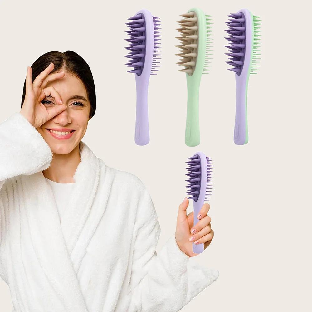 1pc Hair Washing Brush Long Handle Double-Sided Teeth Hair Washing And Combing Dry And Wet Dual-purpose Comb