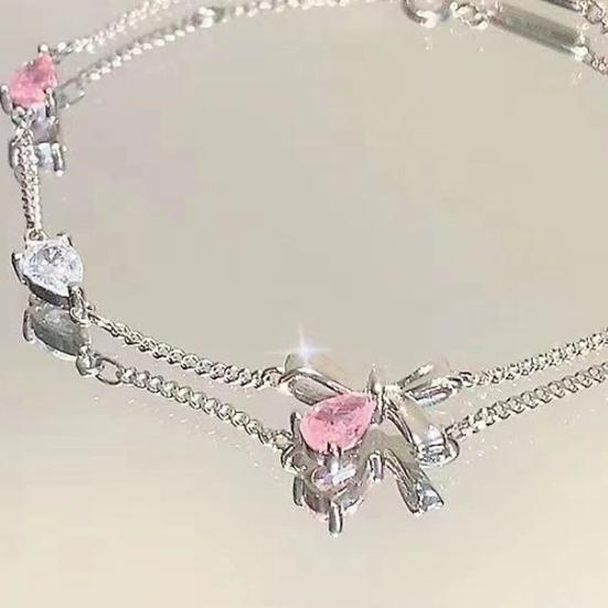 Women Bracelet Shiny Cubic Zirconia Flower Shape Bangle Adjustable Length Sweet Bracelet Versatile Fashion Accessory