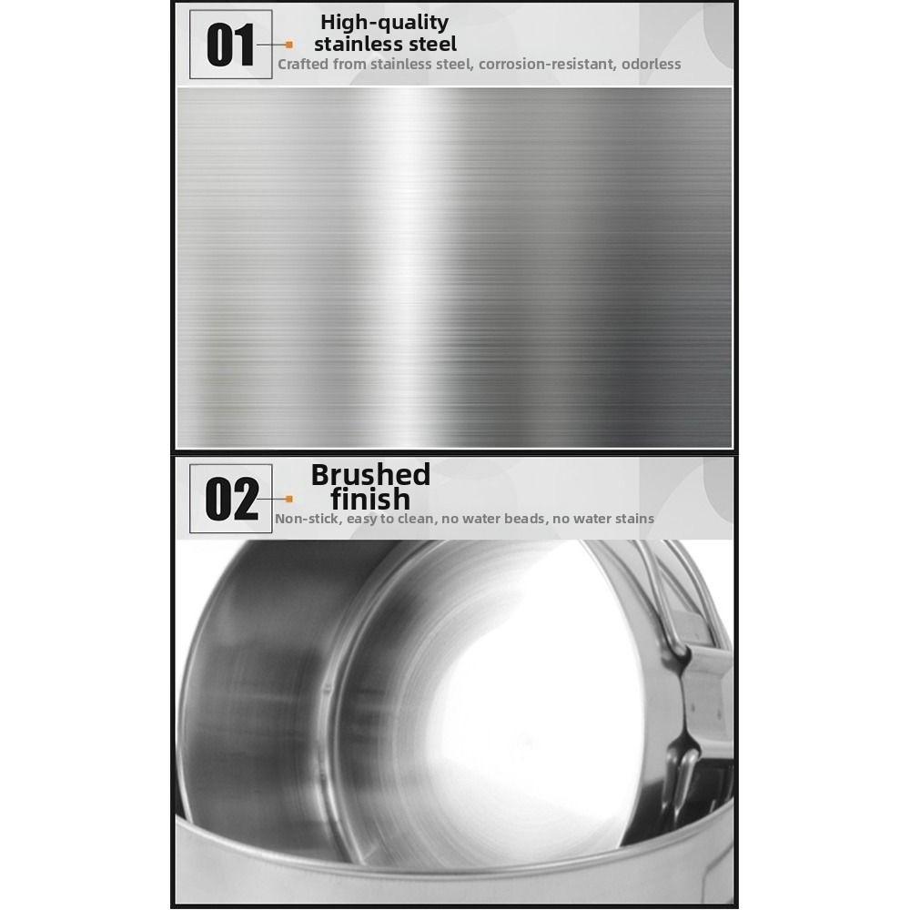 5Pcs 304 Stainless Steel Camping Cookware Set Stackable Foldable Handle Outdoor Pot Cup Tableware with Storage Bag Space Saving