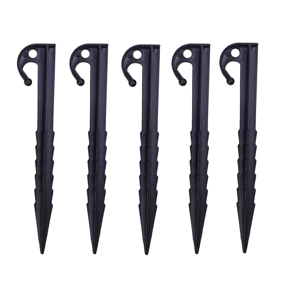 

5pcs Sturdy Plastic Camping Pegs, Wind-Resistant Threaded Ground Pegs For Outdoor Travel And Beach Mats, Suitable For Camping Setup Accessories Black 5pcs