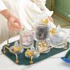 Diamond Glass Candy Jar Household Candle Jar Butterfly Lid Storage Jar Decorative Box Desktop Ornaments Modern Home Decoration