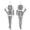 Ensemble deux pièces en résille pour femmes, body ajouré, Lingerie avec manches longues, gants longs, vêtements en filet