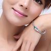 Fashion Women Silver Plated Crystal Chain Bangle Cuff Charm Bracelet Jewelry