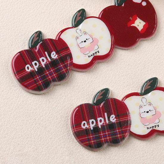 2Pcs Girl Hairpin Plaid Design Childlike Fruit Shape Acrylic Hair Clips Side Bang Hair Pin New Year Hair Accessories