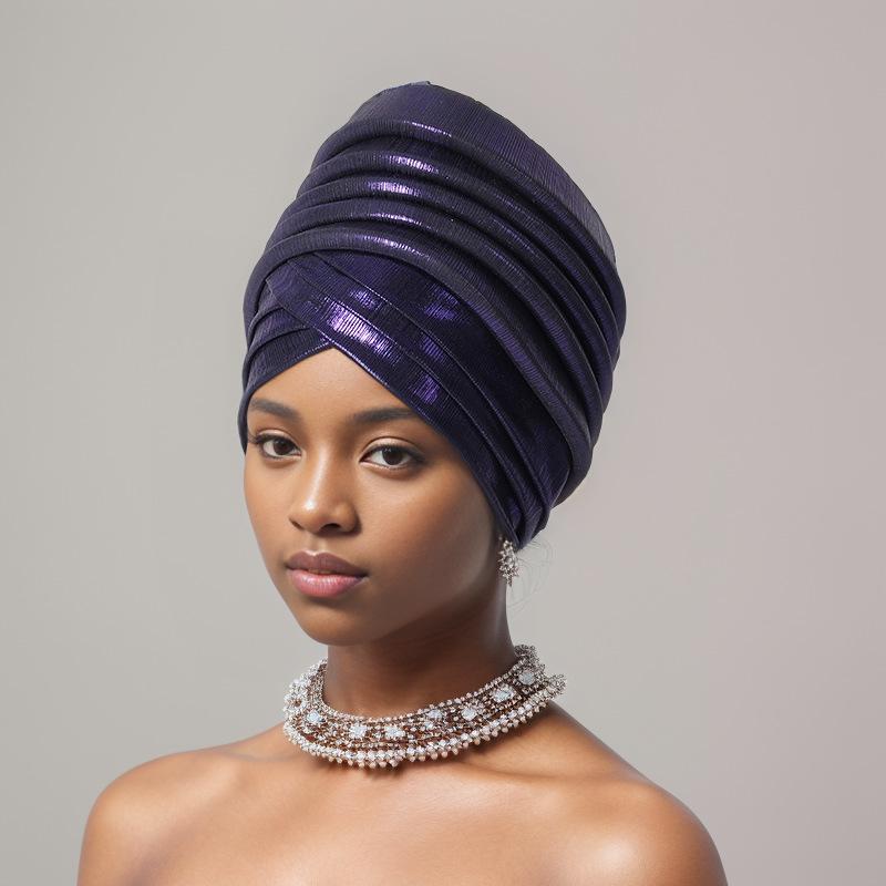 Beauty Strip Multi -Layer Exaggerated Turban Cap African Hat Muslim Turban Hat