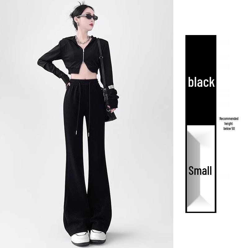 White-Gray High-Waisted Petite Micro-Flared Slimming Horseshoe Pants for Women, Spring/Autumn 2025 Collection