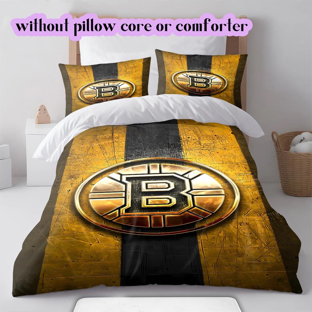 Hokejový logo vzor Povlečení Přikrývka Sada Povlak na přikrývku Povlak na polštář Domácí dekorace Dárek k narozeninám (1* povlak na přikrývku + 2* povlak na polštář, bez výplně)