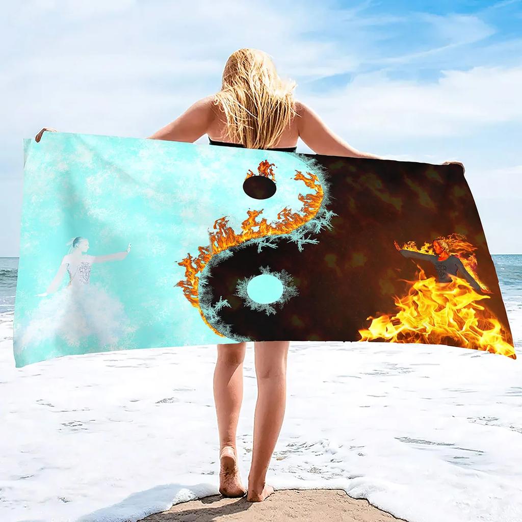 Beach Towel Yin and Yang Digital Art Quick Dry Towel Sand Proof Beach Towels Super Absorbent for Travel Pool Camping Yoga Sports