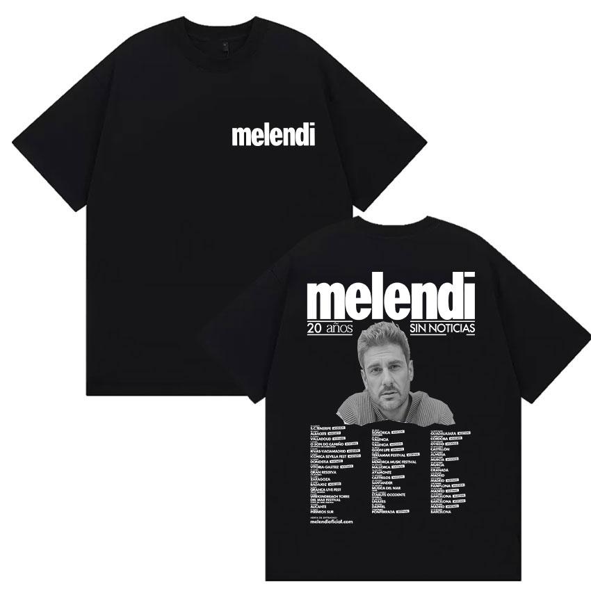 Rapper Melendi Tour 2025 Summer Merch 100 Pure Cotton Printed Tshirt Mens Retro Fashion High Quality Hip Hop Punk Oversized
