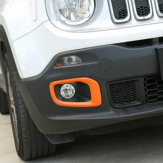 2*Front Fog Light Lamp Frame Trim Decor Cover for Jeep Renegade 2016-2018 Orange