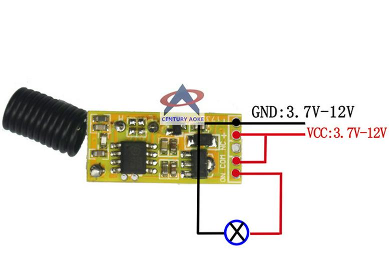 Compact Single-Channel Remote Control Switch with Manual Button for 3.7V-12V LED Relay