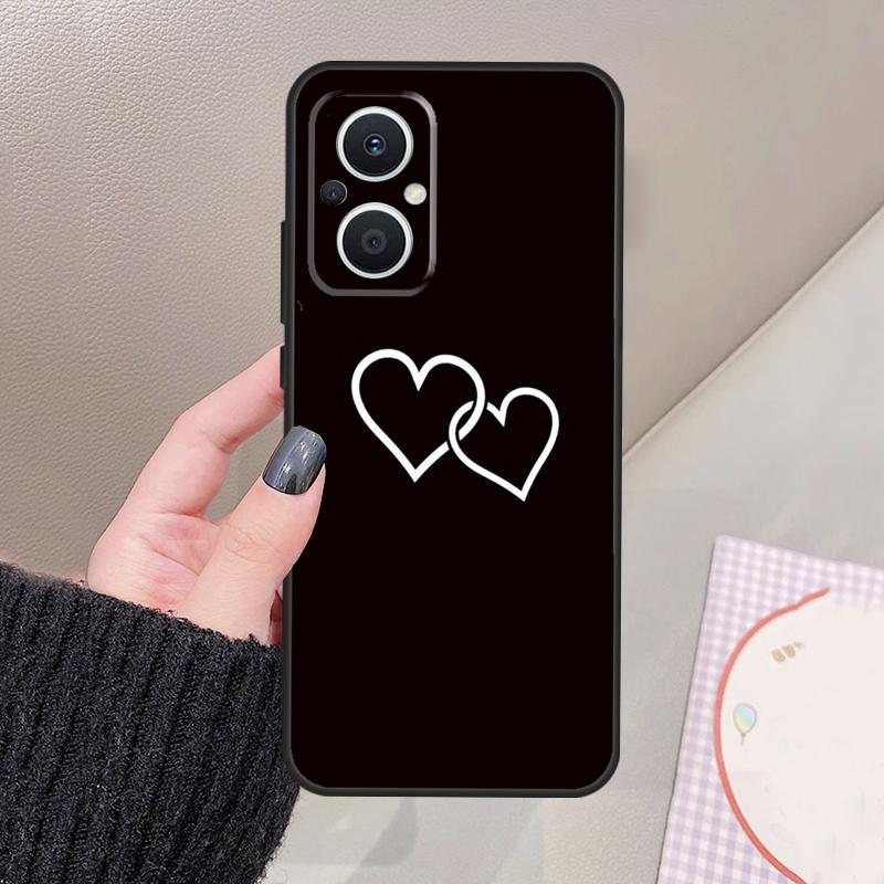 Cute Pretty Little White Heart Funda For OPPO Reno 12 F 11F 13F 14F 10 13 14 15 Pro 7 8 Lite OPPO Find X8 X6 X5 X9 Pro Case