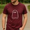 Minimalist Simple Line Ghost Graphic T Shirt Unisex Cotton Short Sleeve Cute Spooky Halloween Fall Black Casual Tee