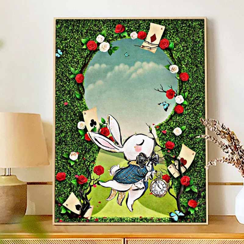 Disney diamond painting full drill 5D White Rabbit Alice in Wonderland art home decor creative handicrafts