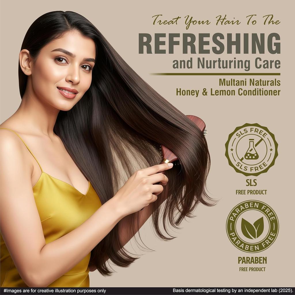 Multani Naturals Honey Lemon Hair Conditioner 270 ml Smooth Frizz Control Hydrating Lightweight Shine Boost All Hair Types