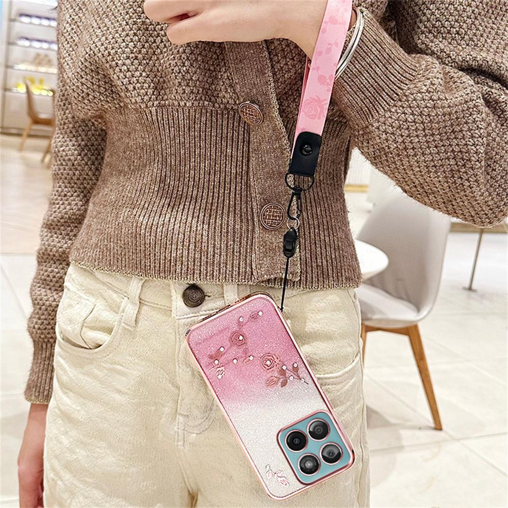 KADEM For Motorola Edge 60 Fusion 5G/Edge 60 5G/Edge 60s 5G Case Flower Pattern TPU Gradient Phone Cover with Lanyards