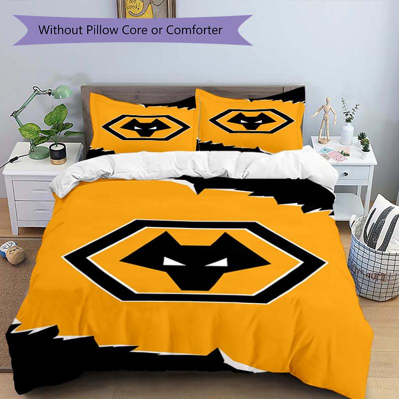 Set Copripiumino con Stampa dello Stemma del Wolverhampton Wanderers Football Club – include 1 copripiumino e 2 federe coordinate Arredamento camera da letto Regali di Natale