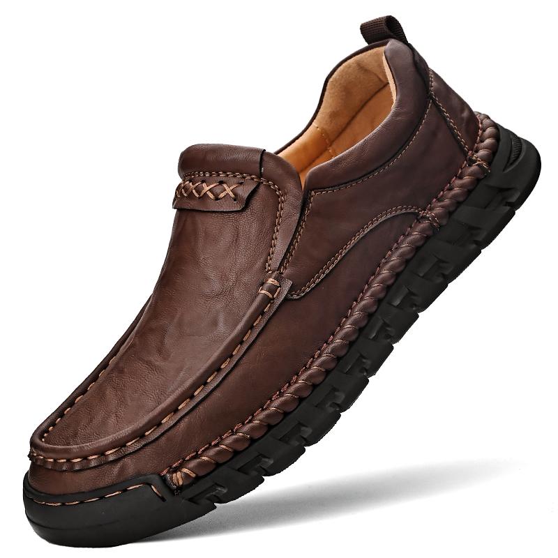 

Классические повседневные кожаные туфли ручной работы, мужские лоферы, удобные мокасины, мужская обувь на плоской подошве, мужская обувь из натуральной кожи 41 коричневый