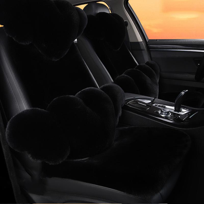 New Winter Car Plush Seat Cushion Heart Shaped Head Pillow Neck Pillow Waist Support Cushion Thickened Warm Universal Seat Cover