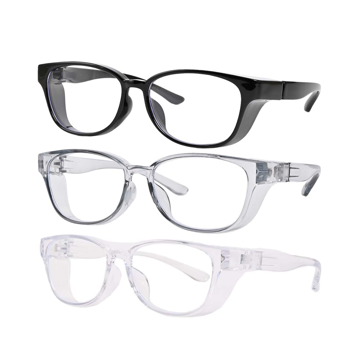 

3 шт. защитные очки от пыльцы, квадратные очки против запотевания, блокирующие синий свет, с боковыми щитками для школы и повседневной жизни