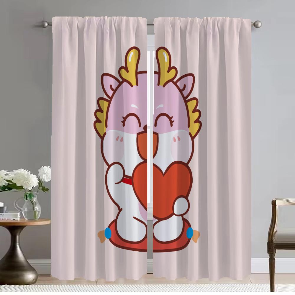 Home Interior Curtains 2 Pieces Little Wyvern Elegant Room Curtains for Camera Window Curtain Shades Halloween Decoration Living