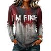 Women's Halloween Print Long Sleeve Top Casual Round Neck T-Shirt for Fall Party Wear