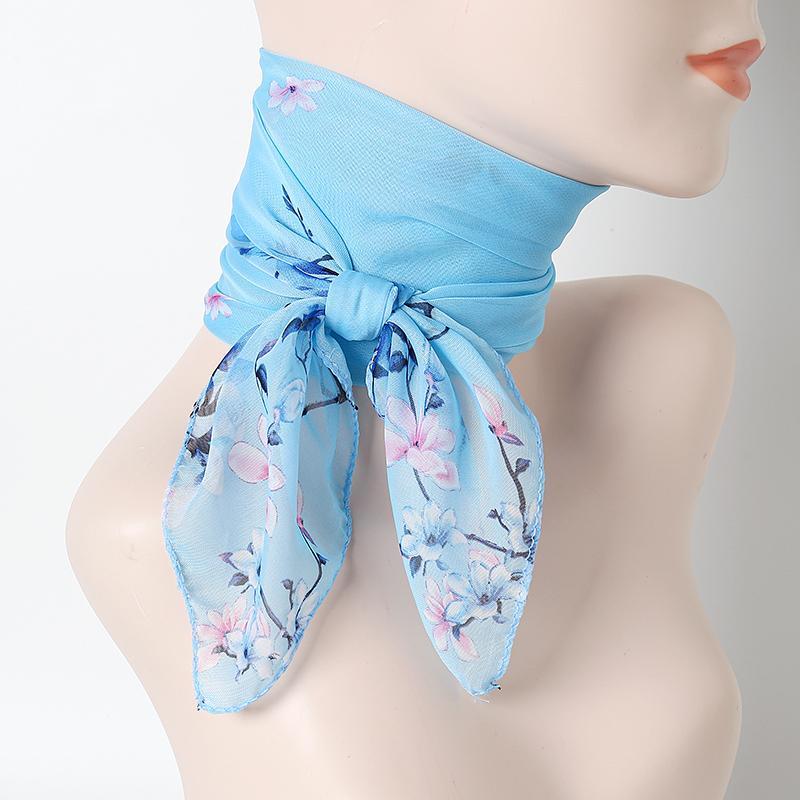 65cm Baotou Square Scarf Women's Spring and Summer Chiffon Printed Thin Cotton Scarf Versatile Decorative Scarf Hairband