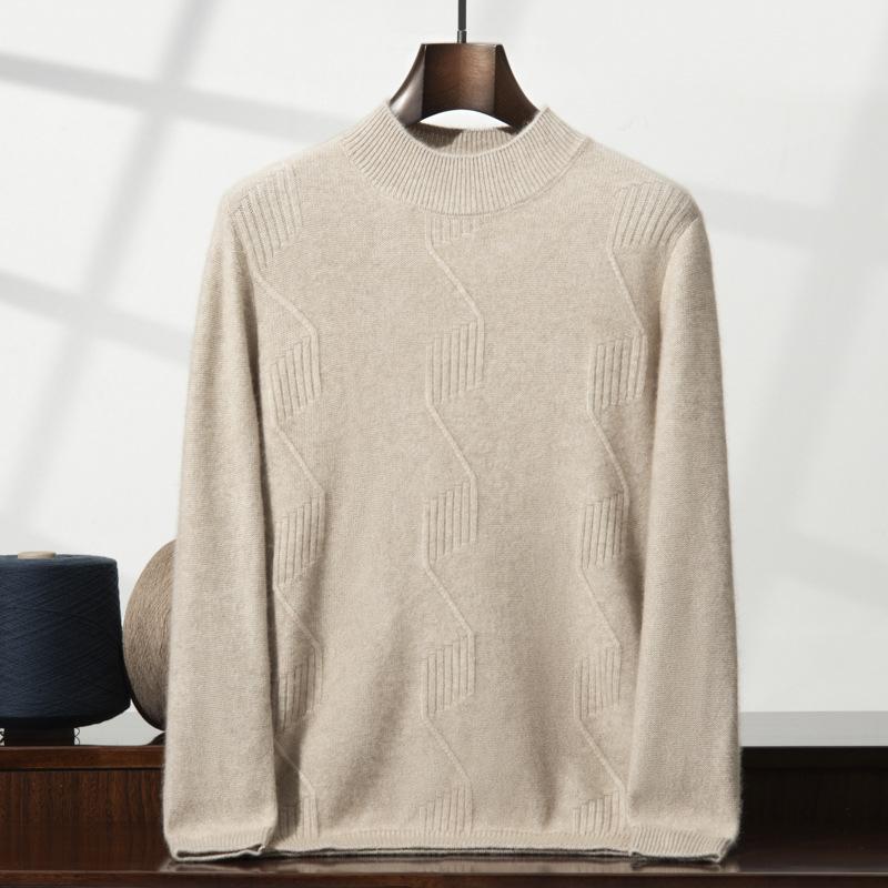 2025 high-end 100 cashmere shirt semi-turtleneck loose thickened inner sweater