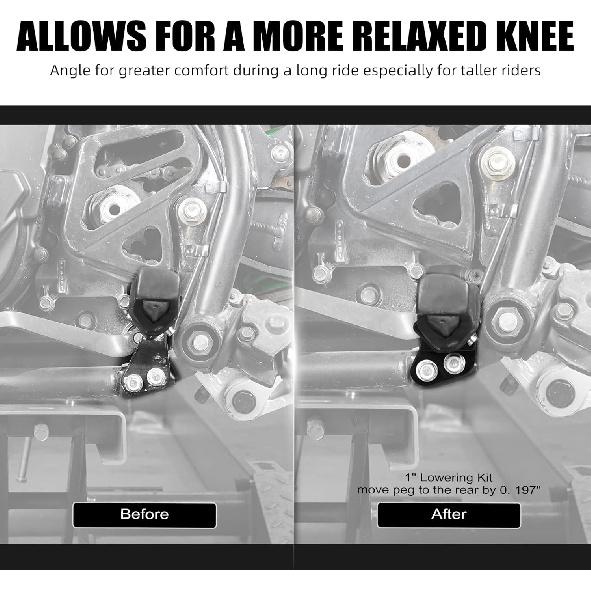 NICECNC Aluminium Footboard Lowering Stand Lowering Footrest Footpeg Support Bracket Compatible with Kawasaki KLR650 1987-2018, Black