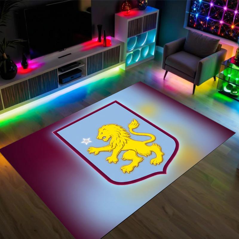 Aston Villa Futbol Tasarım Kristal Kadife Halı Rahat Non?Yatak Odası Oturma Odası Girişi İçin Kaymaz Desenli Halı